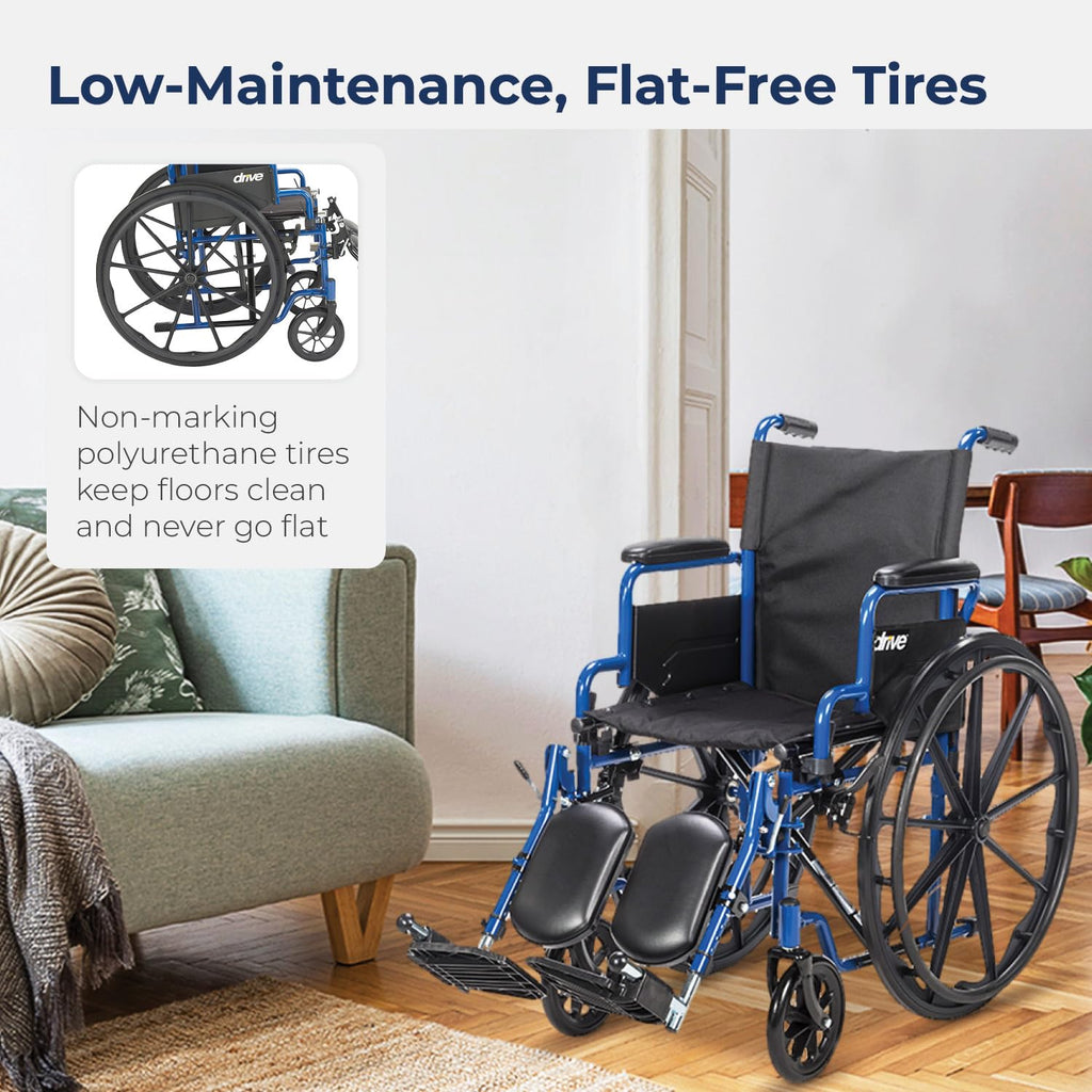 Blue Streak Foldable Wheelchair with Leg Rests Y907209