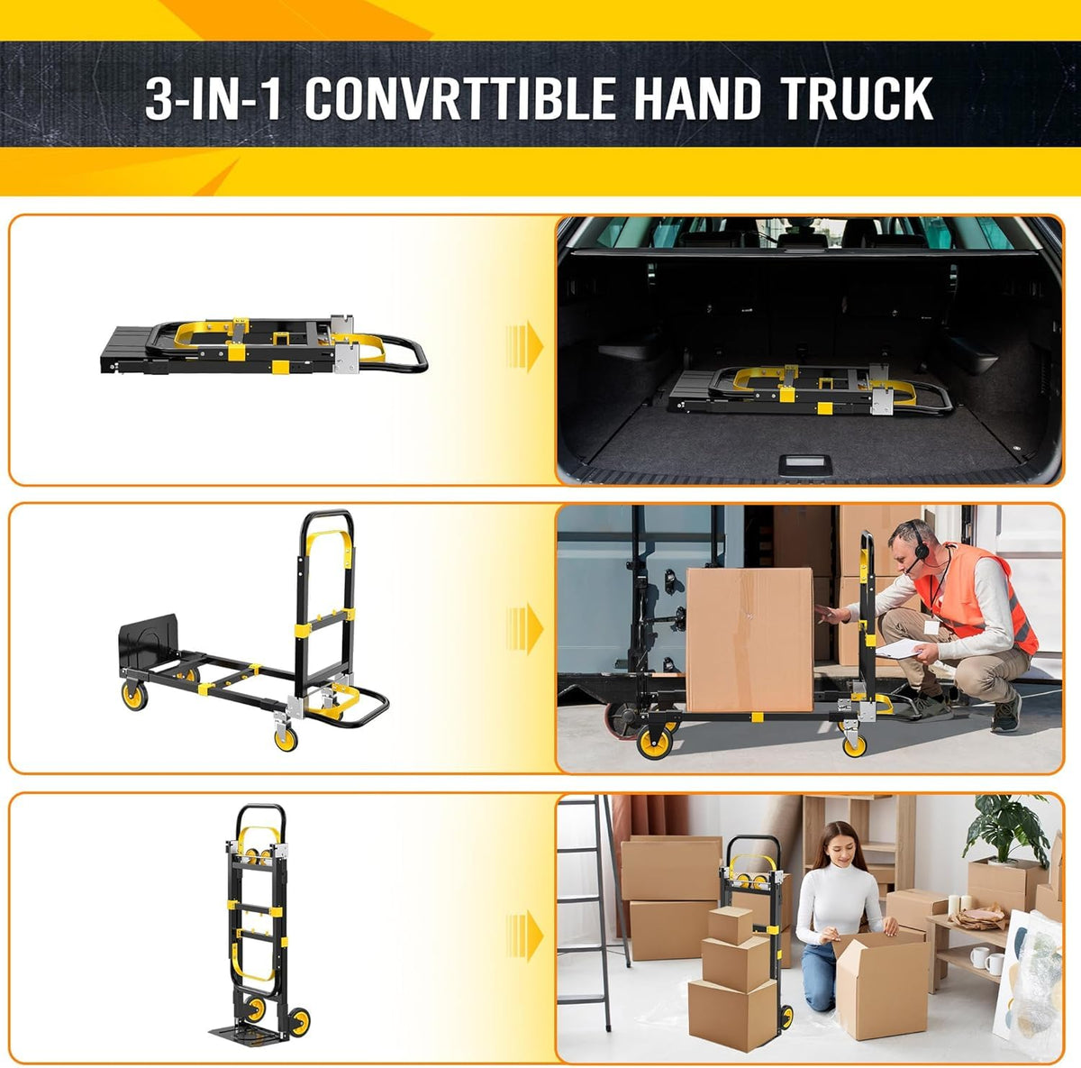 600lbs 3 in 1 Folding Hand Truck Dolly R814