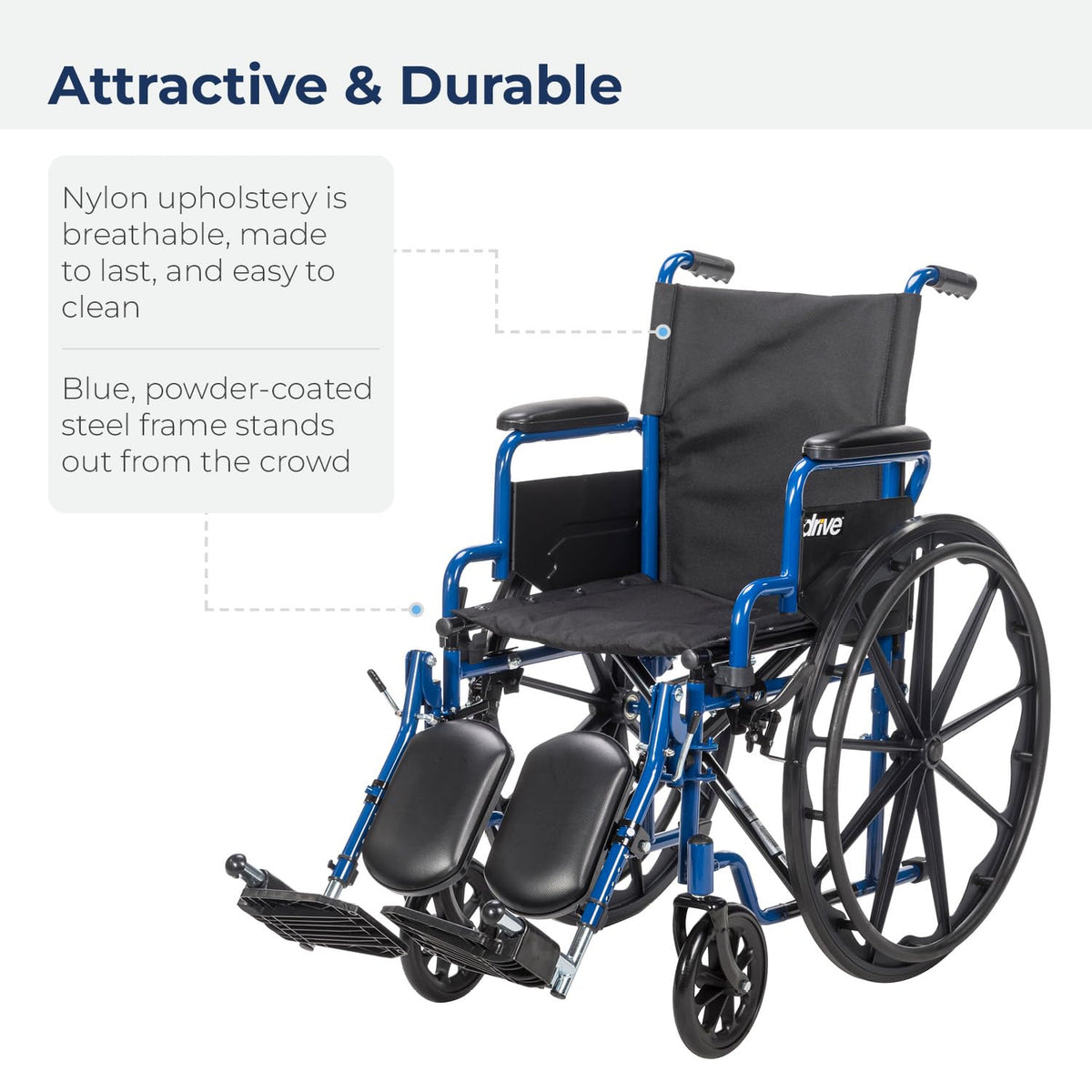 Blue Streak Foldable Wheelchair with Leg Rests Y907209