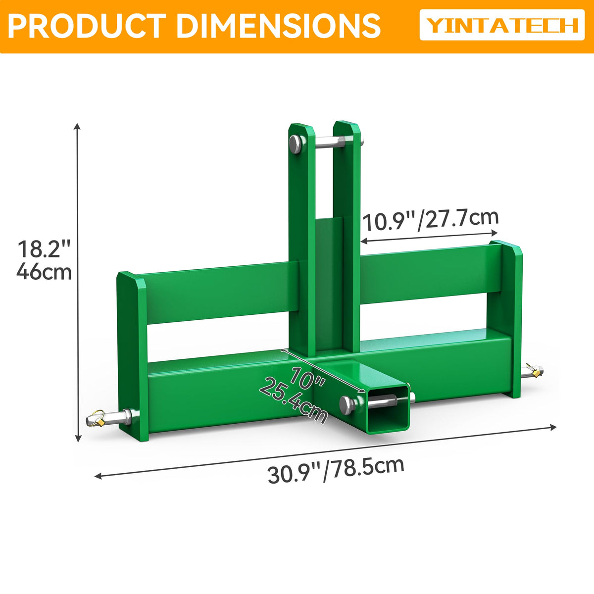 3 Point Hitch Receiver with Suitcase Weight Brackets Category 1 U50371