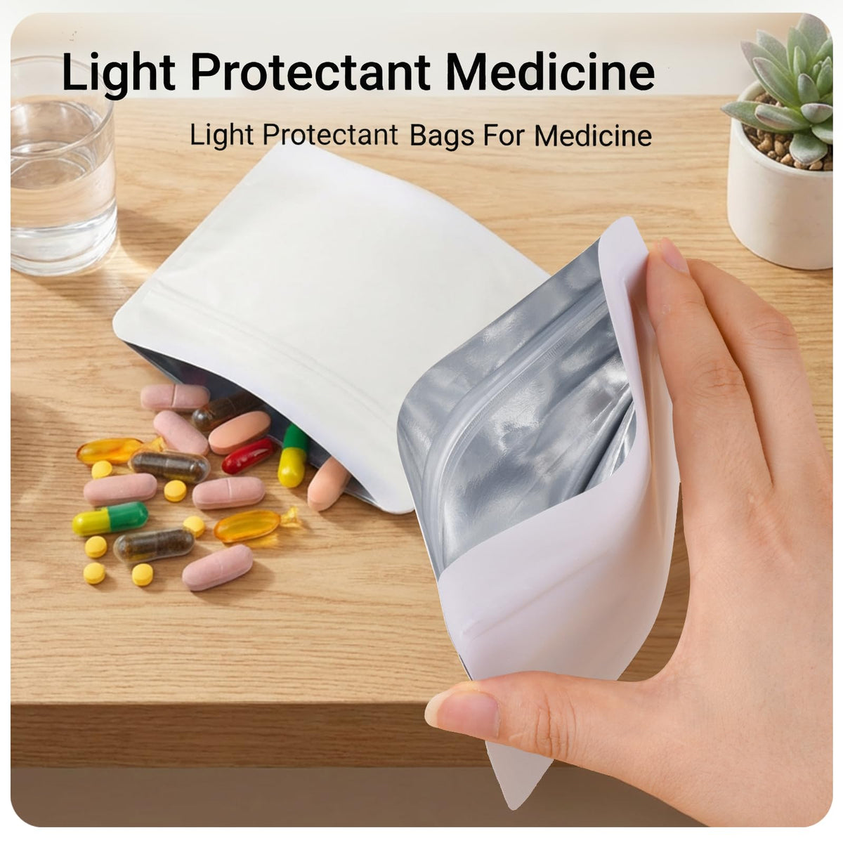200pcs Zippered Waterproof Pet Pill Pouches O4400