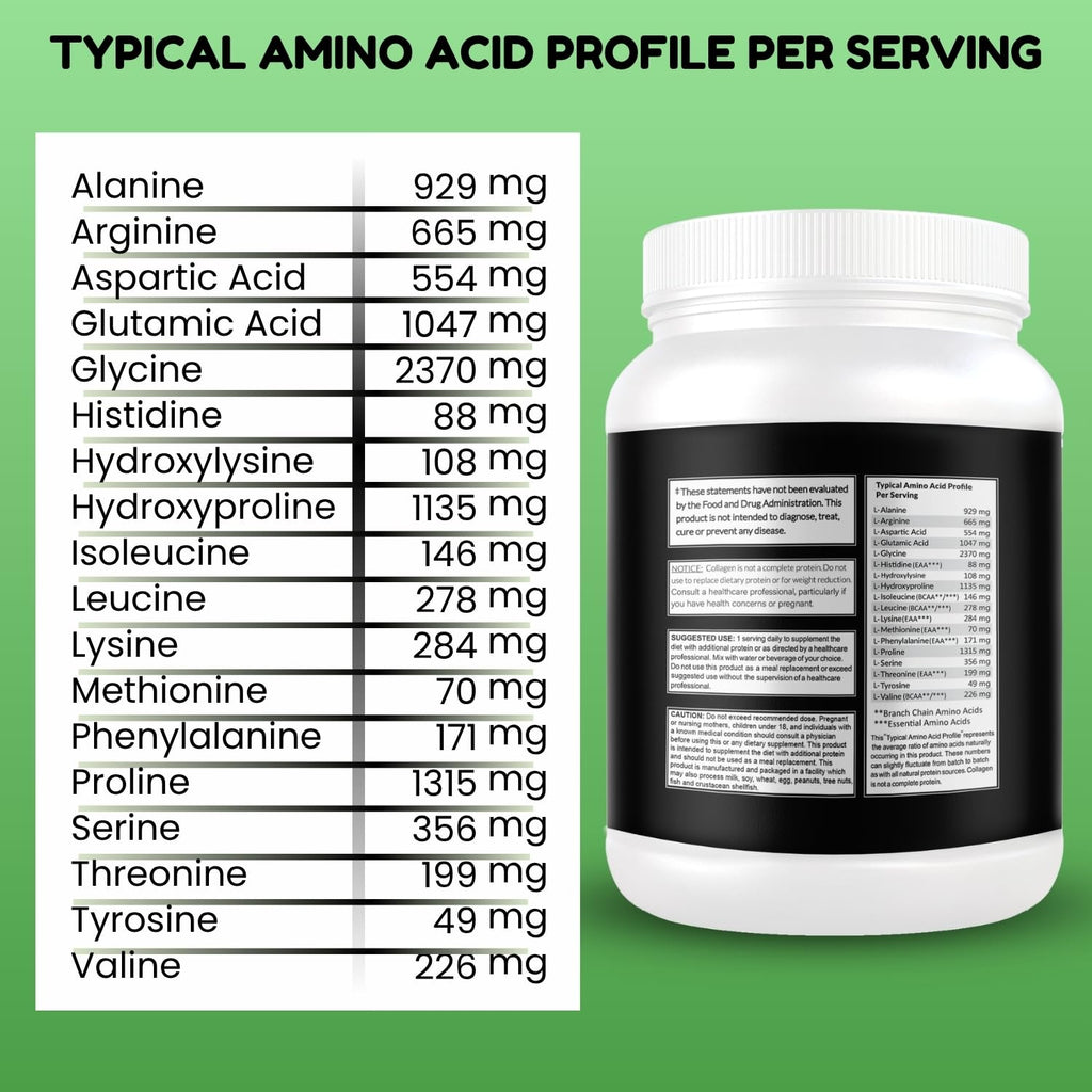 Unflavored Hydrolyzed Collagen Peptides Powder 1LB T6712