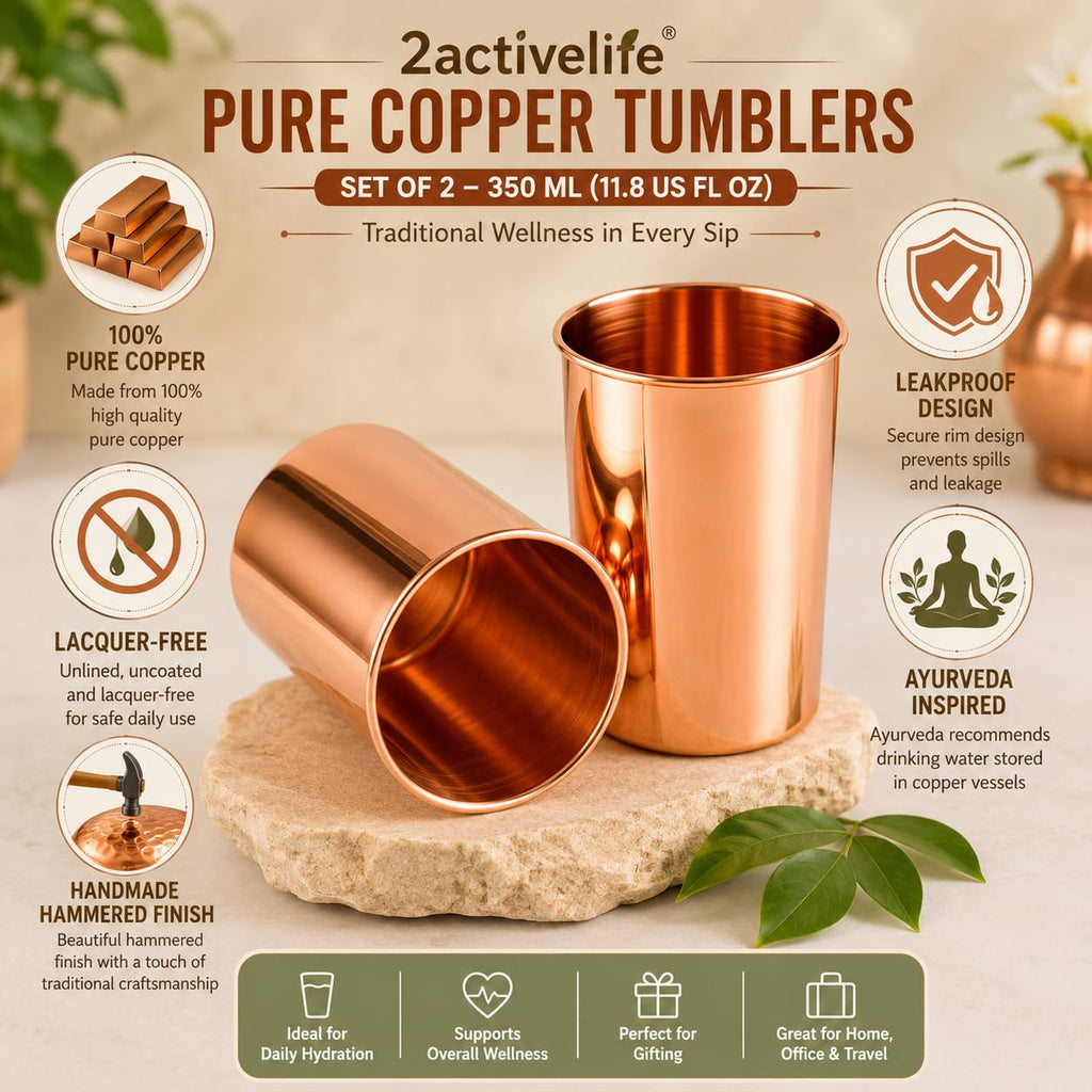 Copper Drinking Cups Set of 2, 350ml Unlined Uncoated E346175