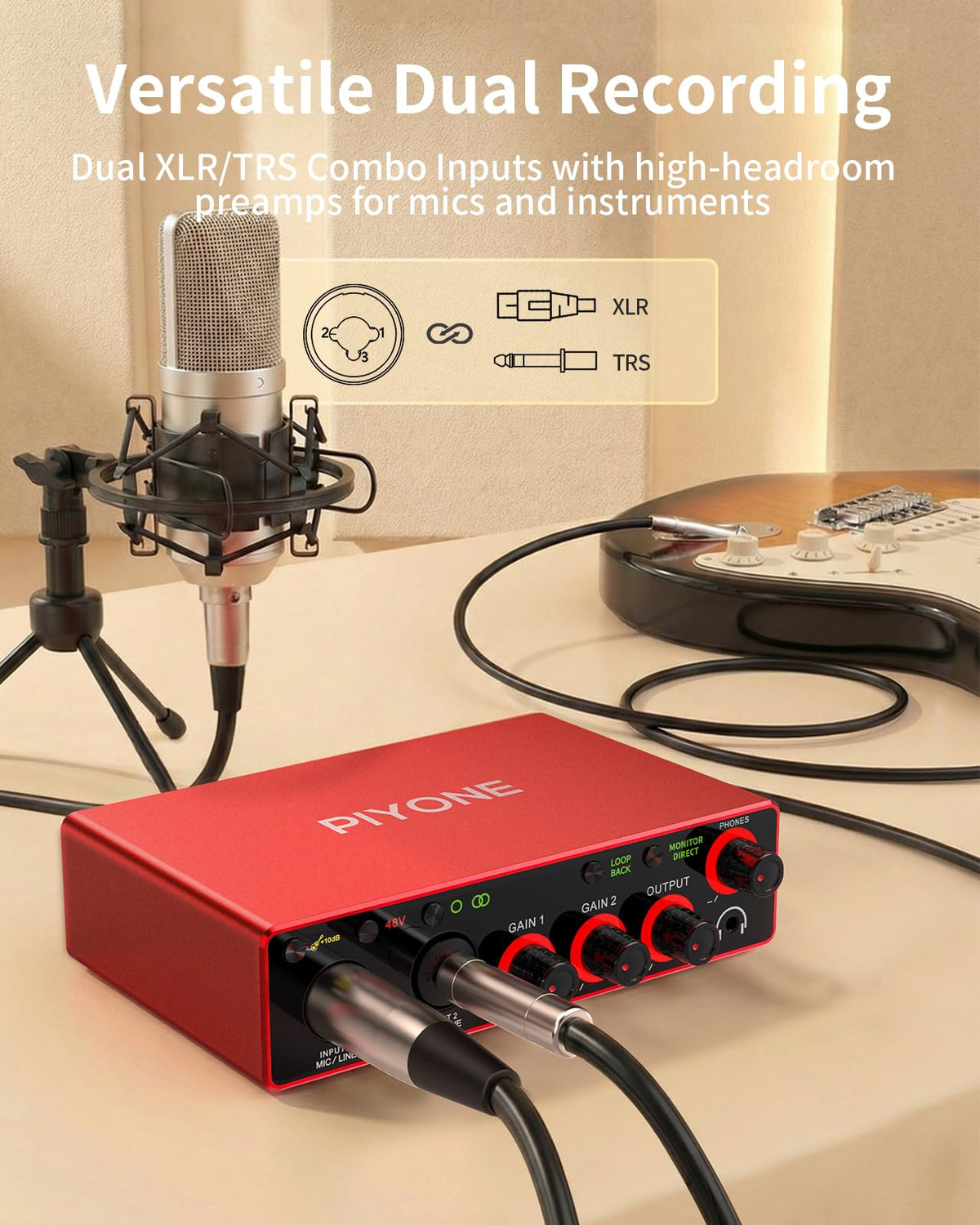 2X2 24-bit/192kHz Audio Interface with XLR/TRS Combo Input R227