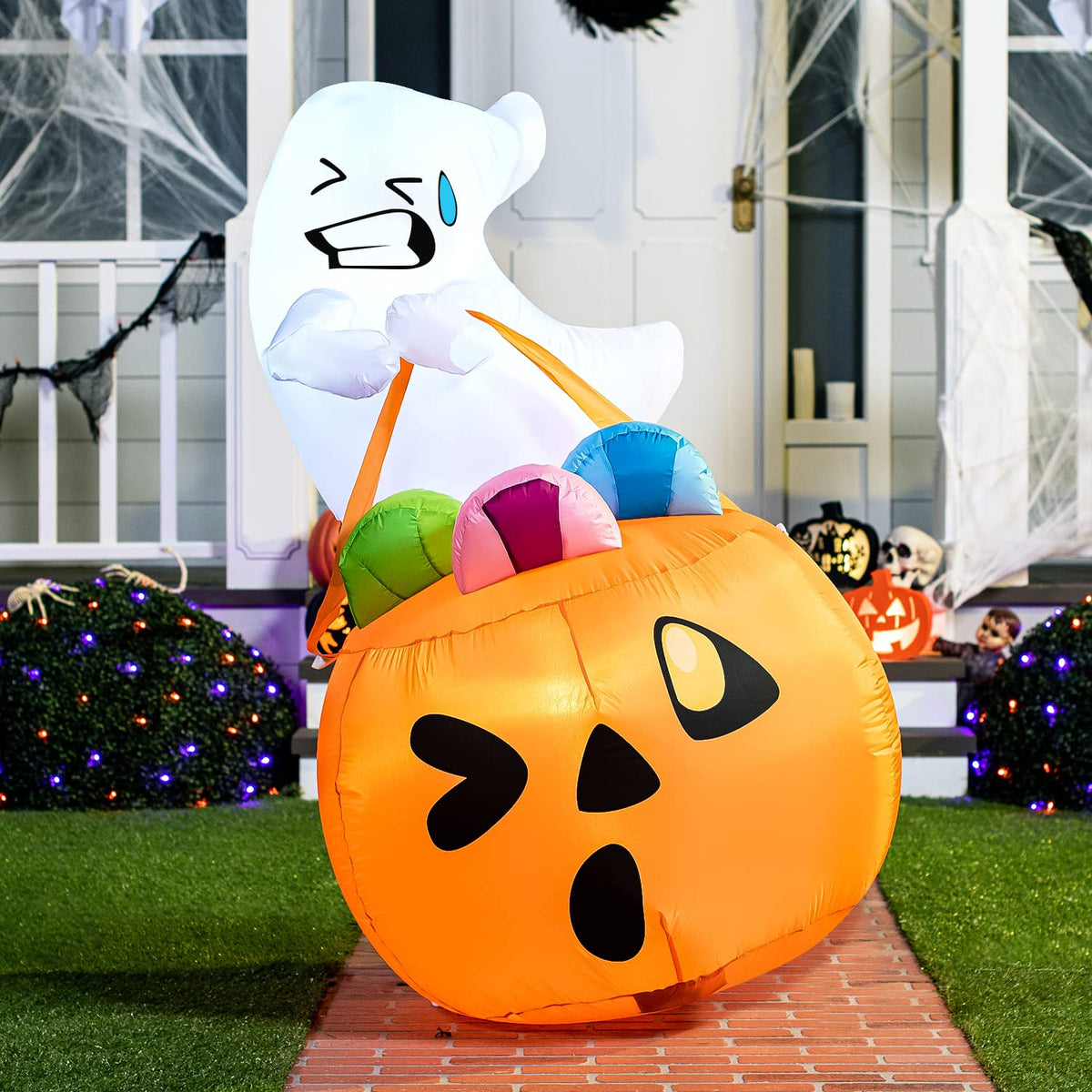 5 FT Halloween Inflatable Ghost with Build-in LEDs J478