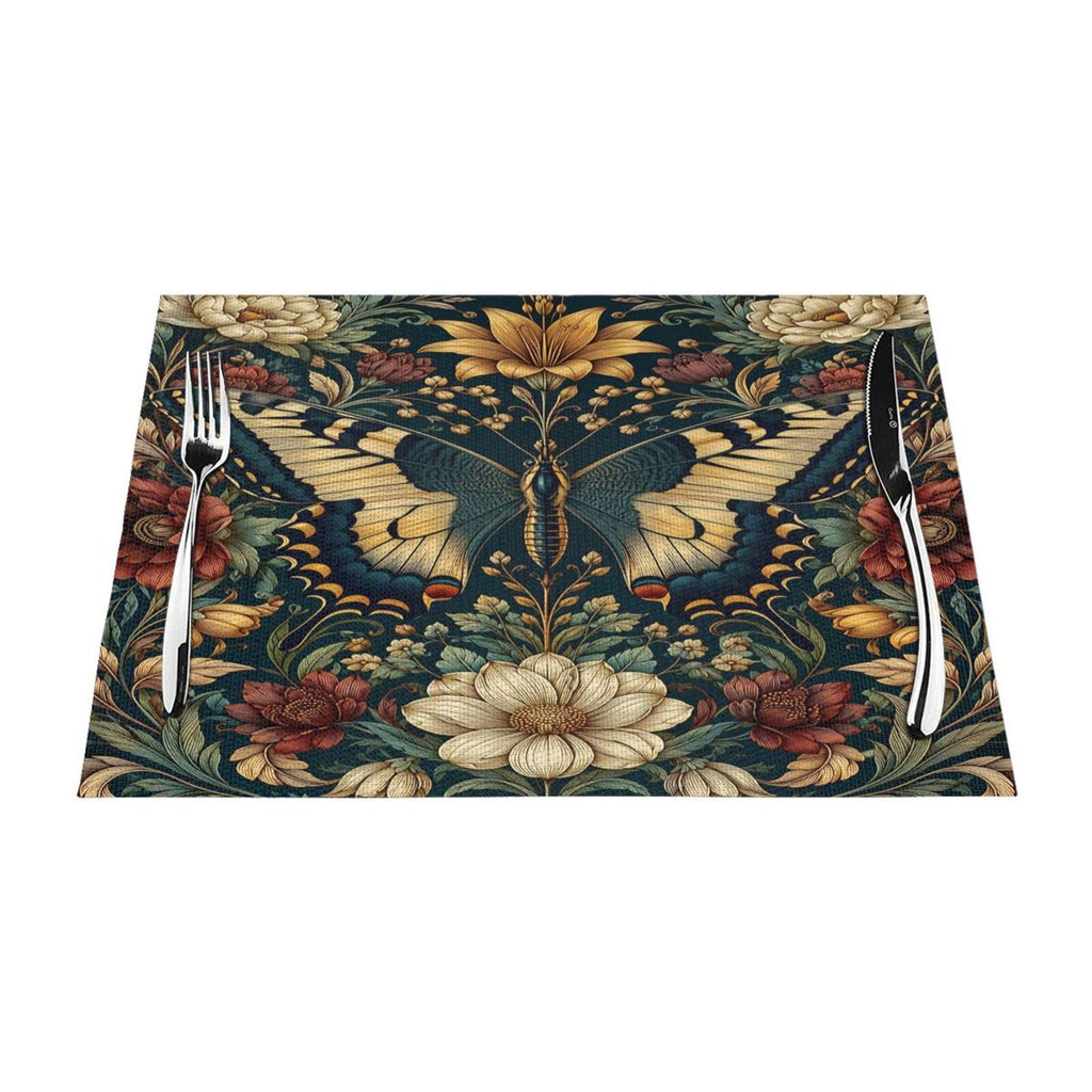 Vintage Butterfly Floral Woven Placemat 12X18 in T95223