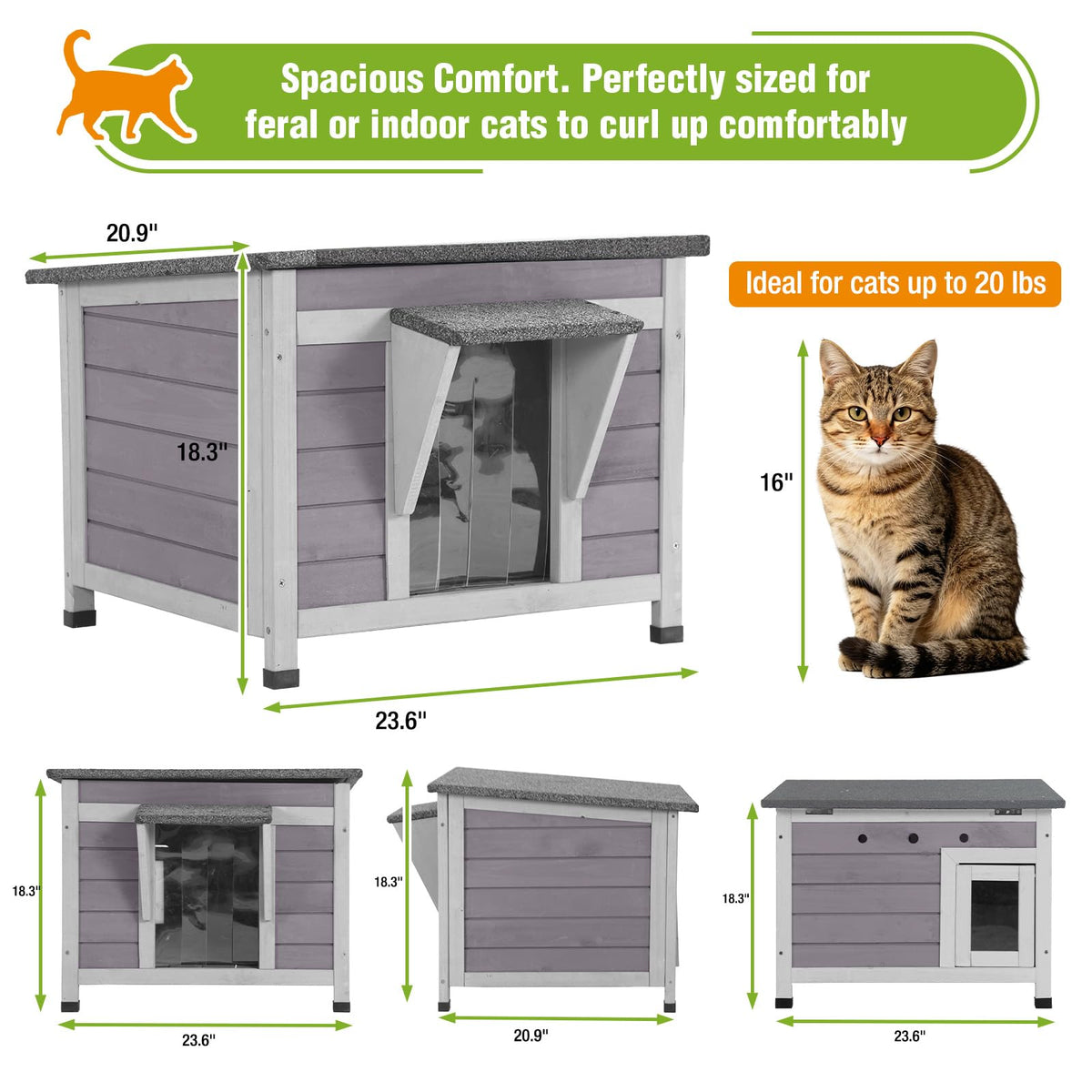 Outdoor Cat House with Insulated Liner E20330