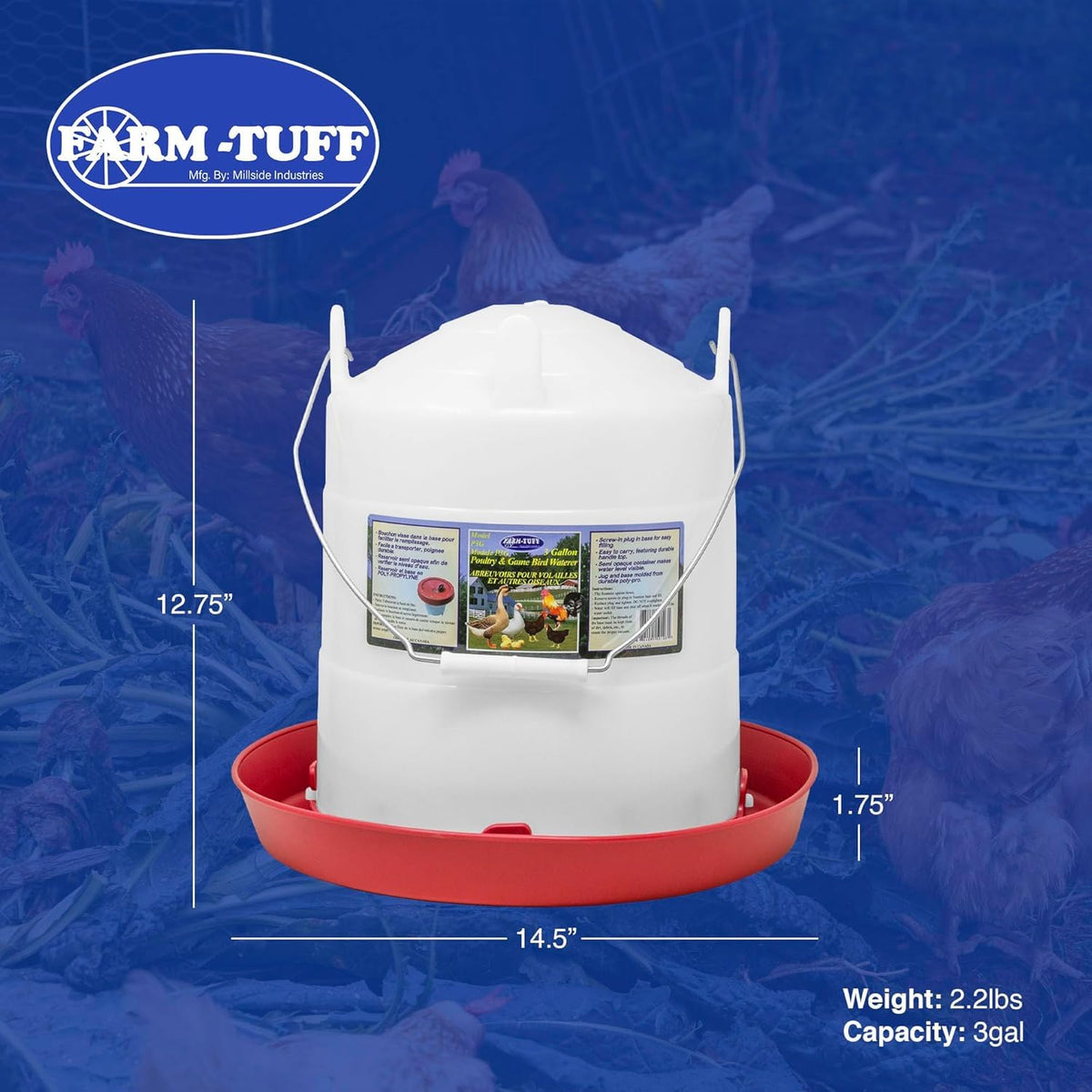3 Gallon Plastic Poultry Waterer T9456