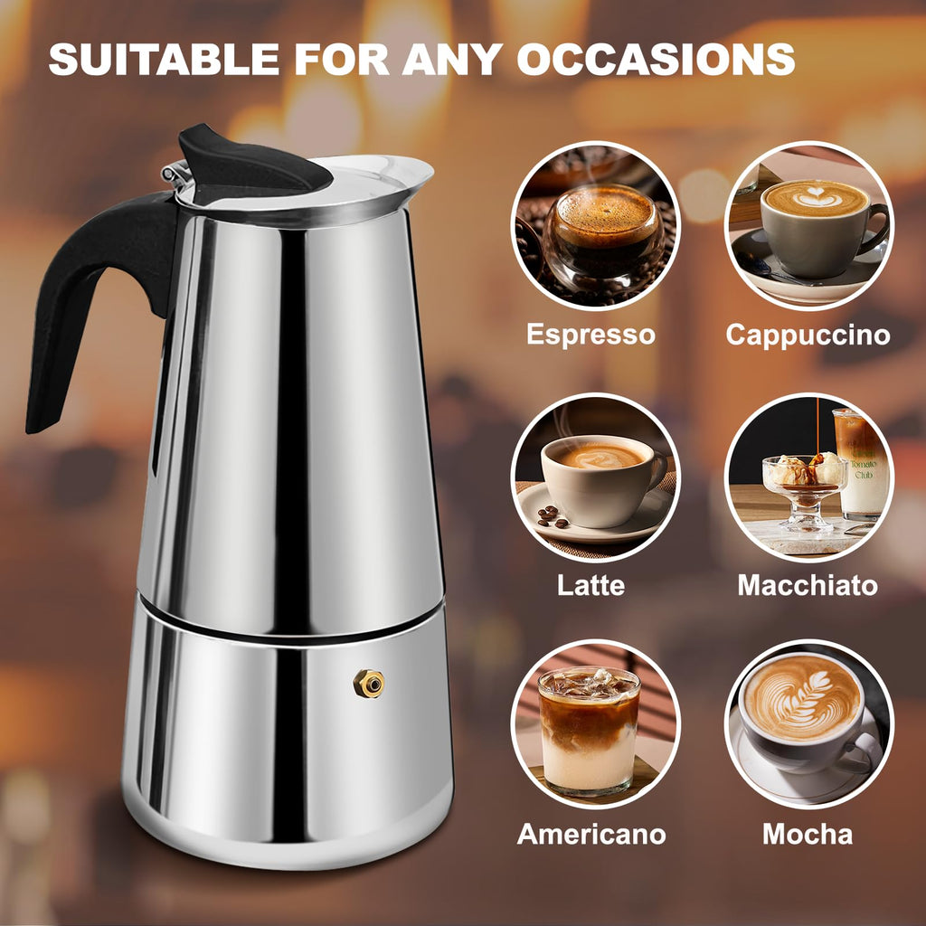 12 Cup Stainless Steel Stovetop Espresso Moka Pot 600ml J437554