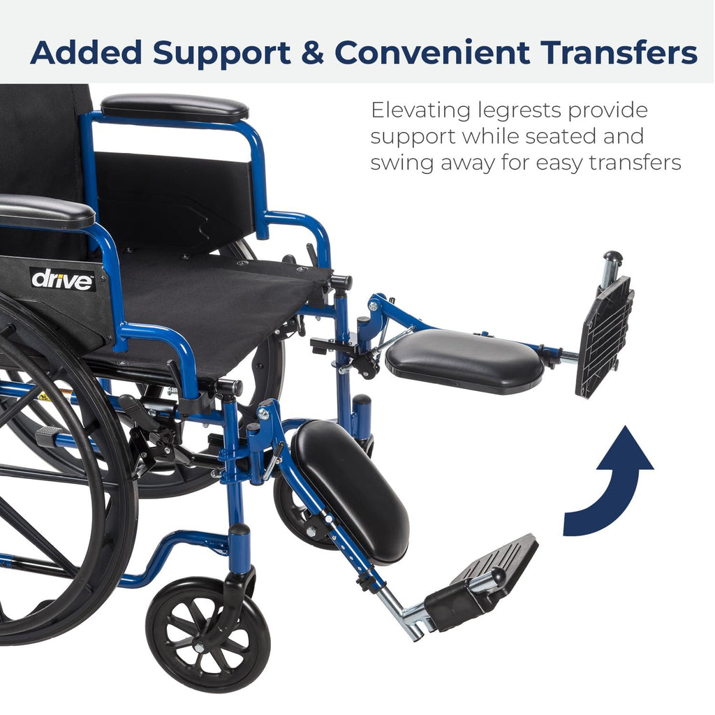Blue Streak Foldable Wheelchair with Leg Rests Y907209