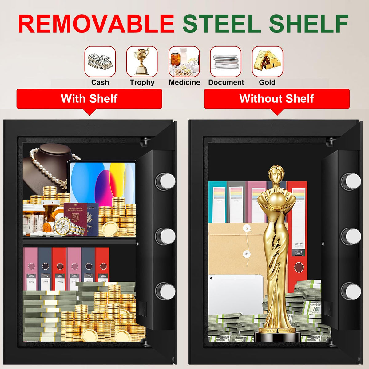 3.3 Cuft Water and Fireproof Safe with Digital Keypad & Key Lock R762669