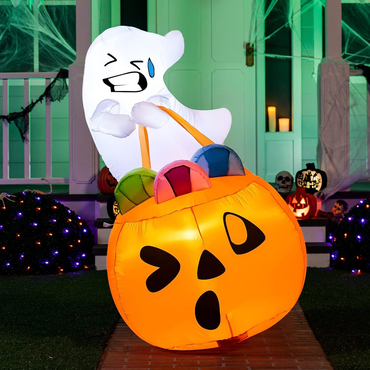 5 FT Halloween Inflatable Ghost with Build-in LEDs J478