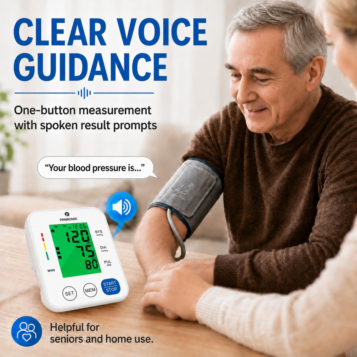Upper Arm Blood Pressure Monitor with Adjustable Cuff and Backlit Display O20411