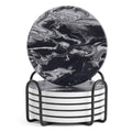 Black Marble Style Ceramic Coasters Set of 6 with Holder X9436