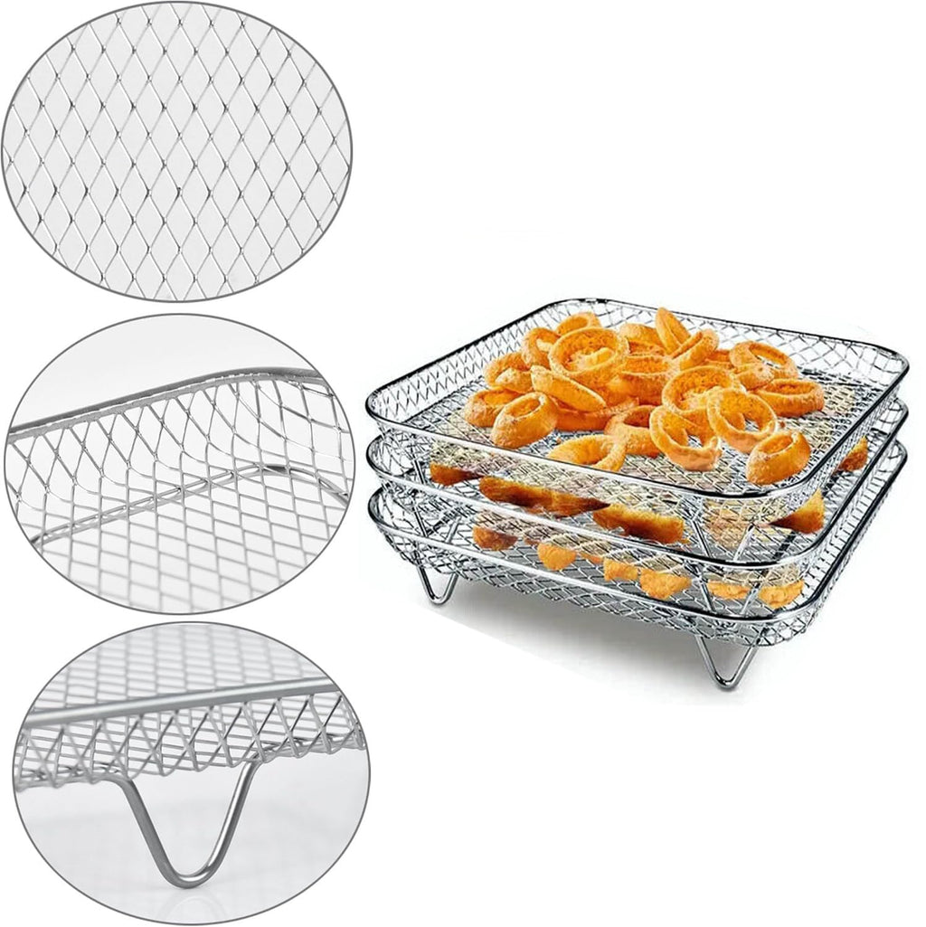 7 Inch Stackable Stainless Steel Air Fryer Rack, 3 Pcs D177703