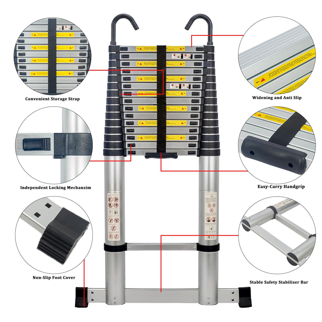 20.3 FT Aluminum Telescopic Ladder 330lbs V202