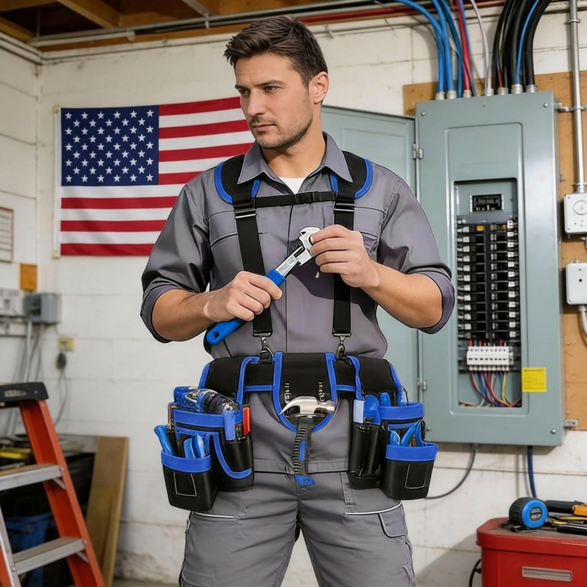 Heavy Duty Magnetic Tool Belt with Suspenders F79148