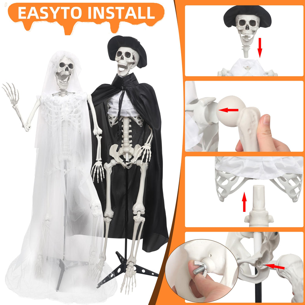 5.4Ft Life Size Skeletons with Stand E681403