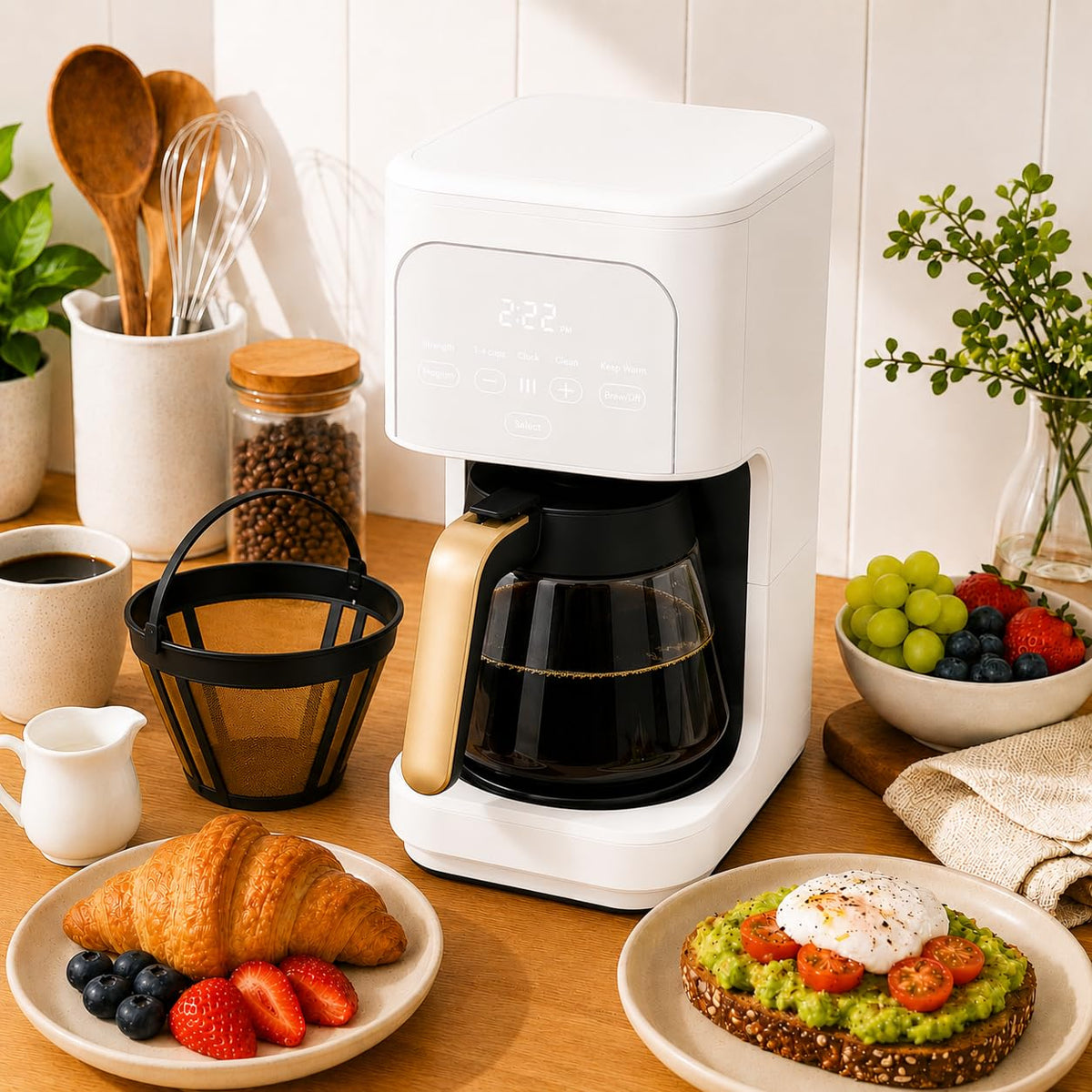 12-Cup Programmable Coffee Maker with Glass Carafe F850