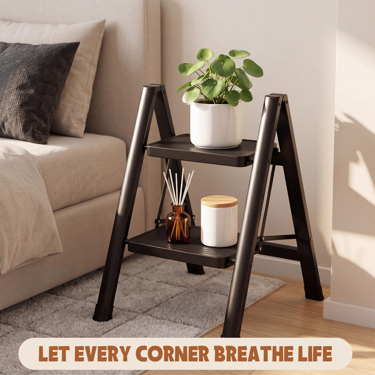2 Step Carbon Steel Ladder with Anti-Slip Wide Pedal R139