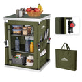 Green Portable Aluminum Folding Camping Table with Storage Organizer K38351
