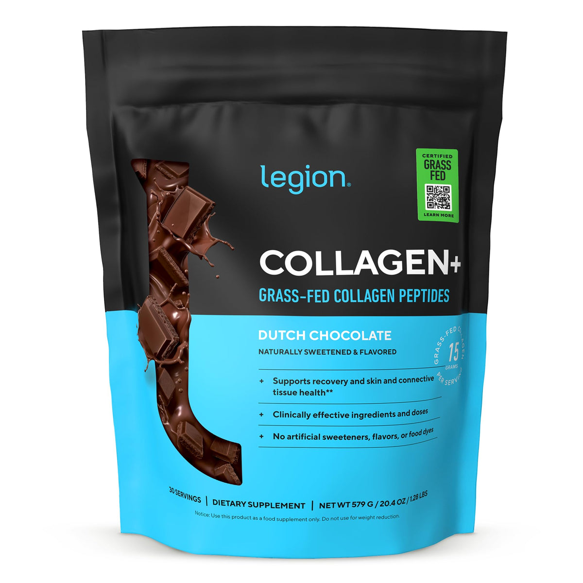 Hydrolyzed Collagen Peptides Powder with Vitamin C, Chocolate, 30 Servings R8496
