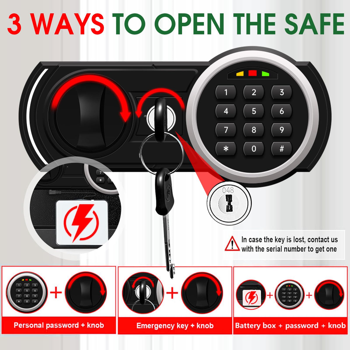 3.3 Cuft Water and Fireproof Safe with Digital Keypad & Key Lock R762669