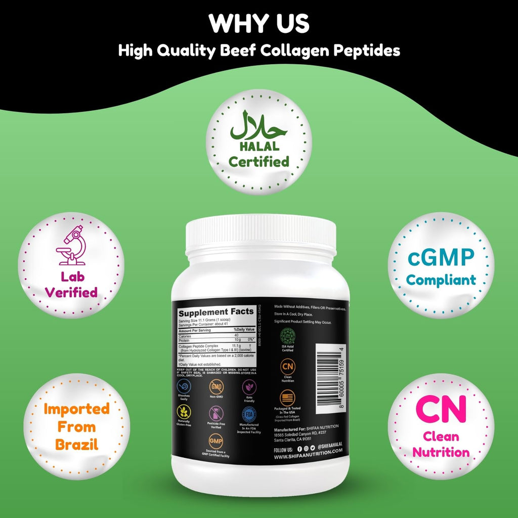 Unflavored Hydrolyzed Collagen Peptides Powder 1LB T6712
