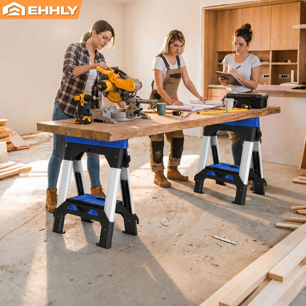 Folding Heavy Duty Sawhorses 2 Pack, 2500 LBS Load Capacity O735