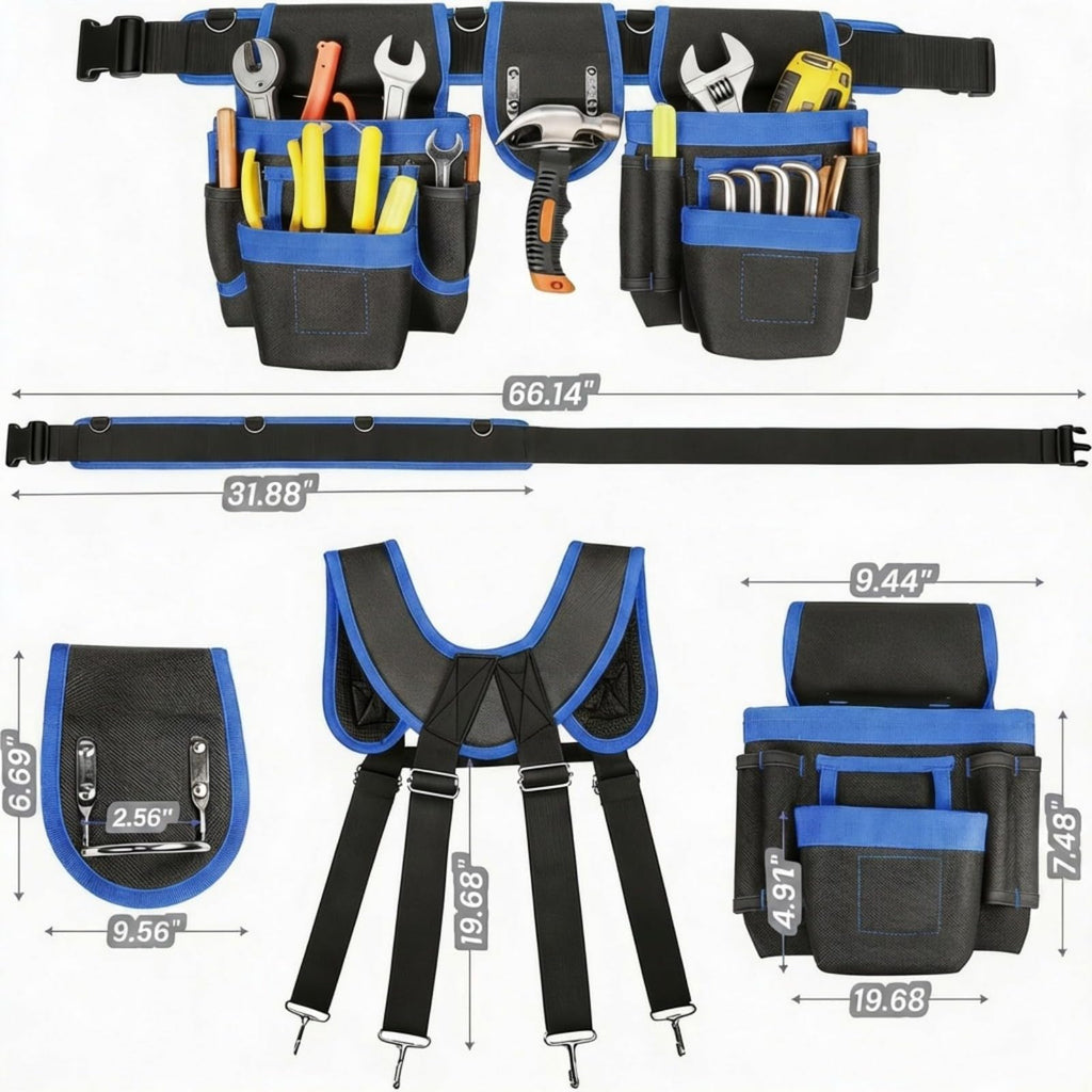 Heavy Duty Magnetic Tool Belt with Suspenders F79148