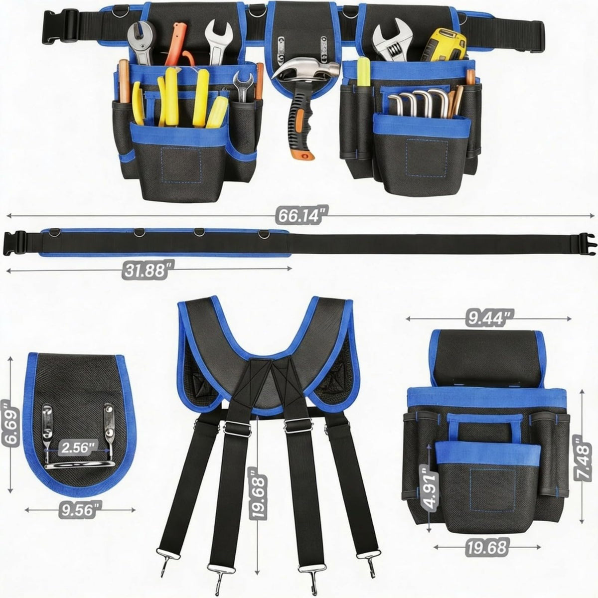 Heavy Duty Magnetic Tool Belt with Suspenders F79148