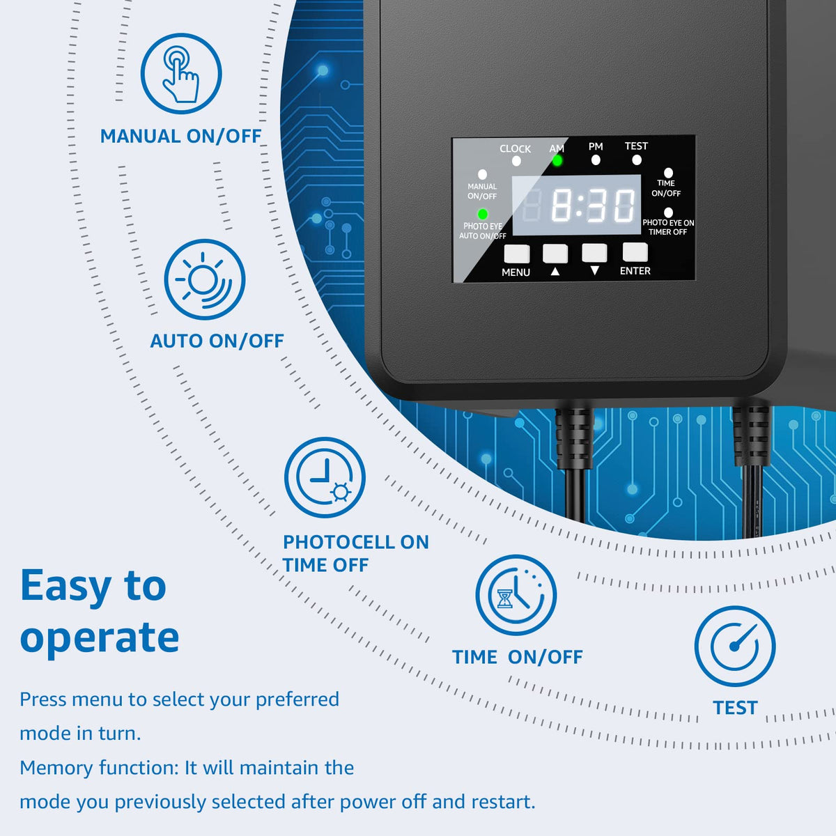 200W Landscape Lighting Transformer with Timer and Photocell Sensor Q41674