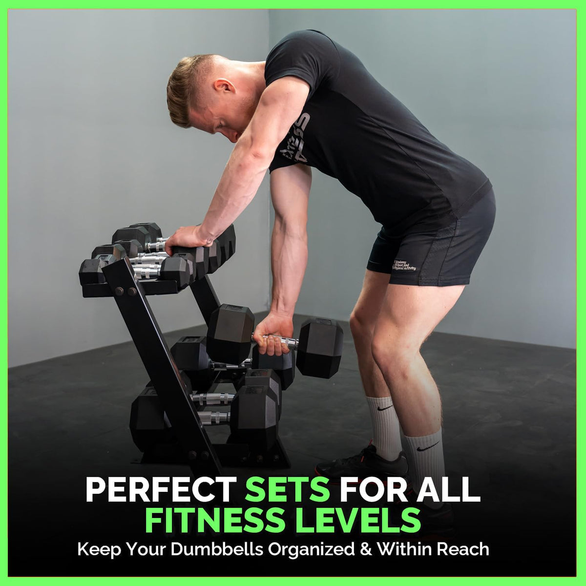 Rubber Hex Dumbbells with Rack O706386