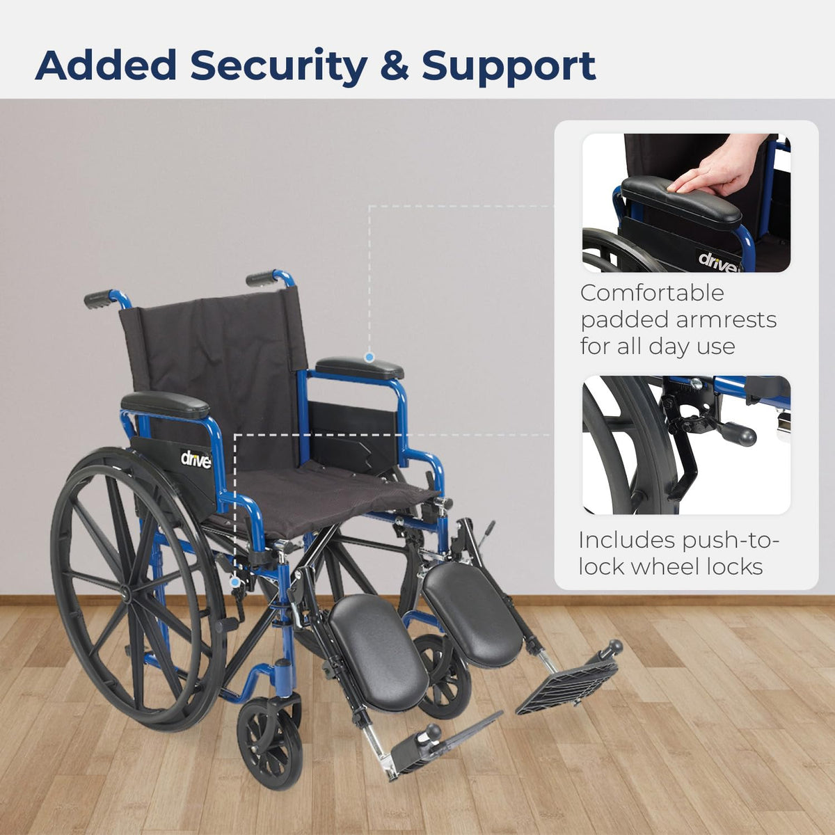 Blue Streak Foldable Wheelchair with Leg Rests Y907209