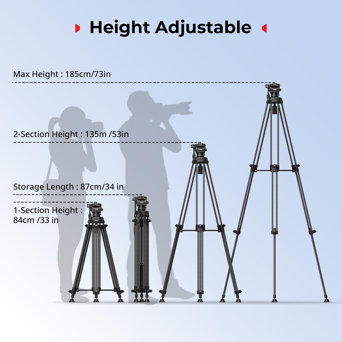 Carbon Fiber Heavy Duty Video Tripod with Fluid Head U75694