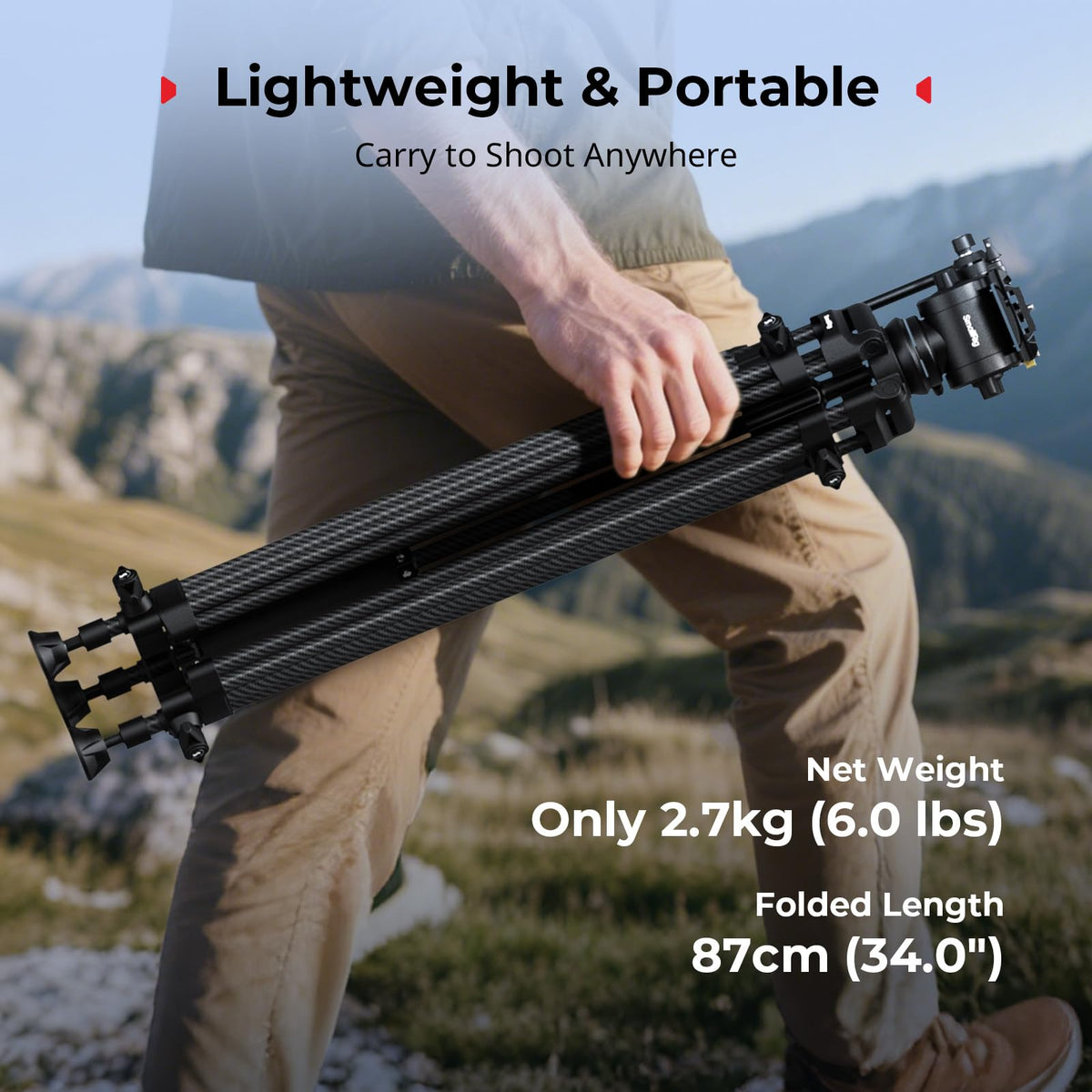 Carbon Fiber Heavy Duty Video Tripod with Fluid Head U75694