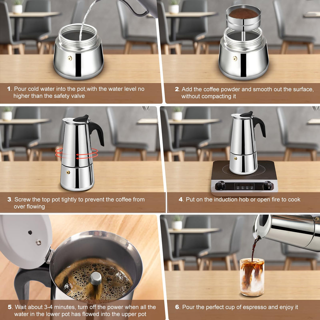 12 Cup Stainless Steel Stovetop Espresso Moka Pot 600ml J437554
