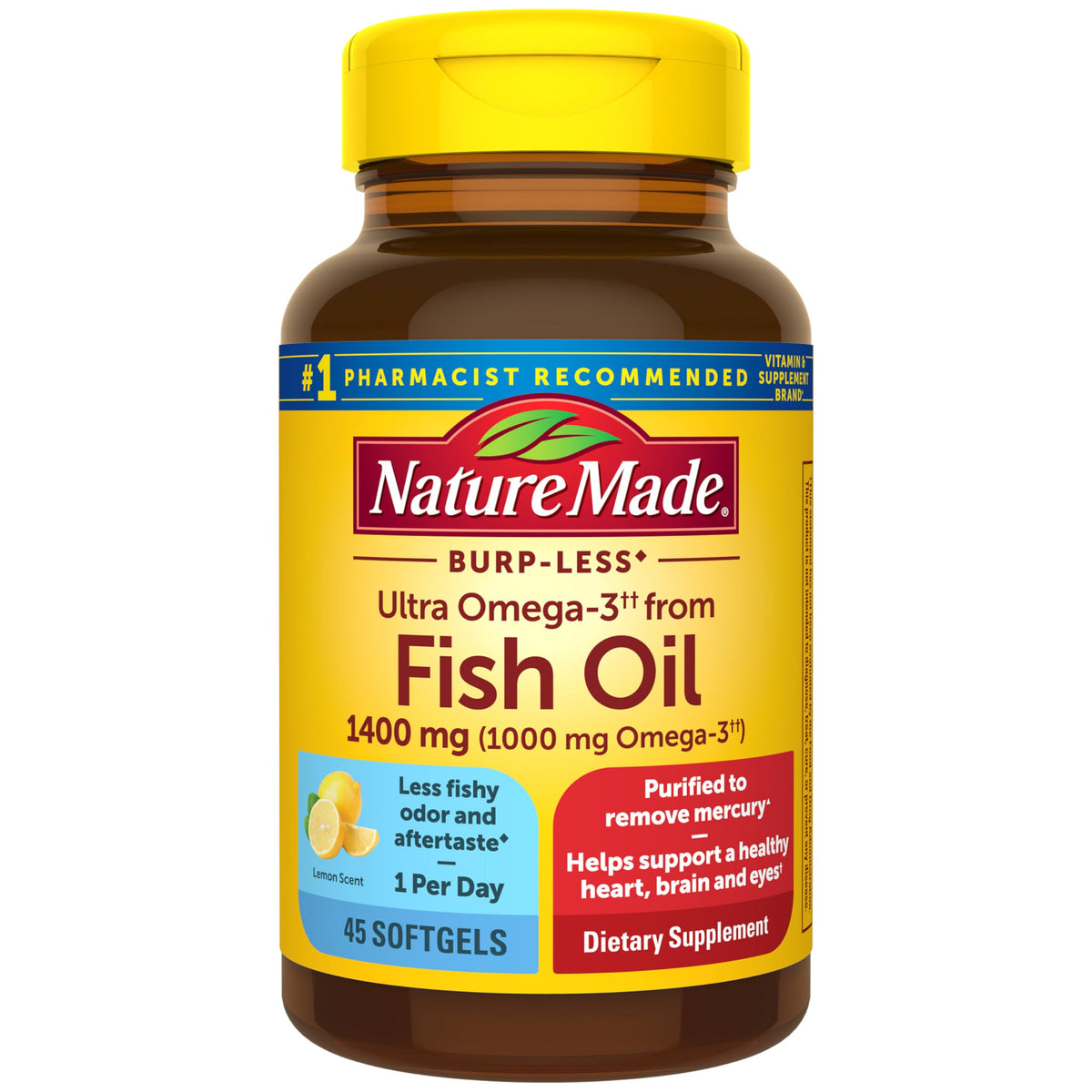 Omega 3 Fish Oil Supplement 1400mg 45 Softgel H80491