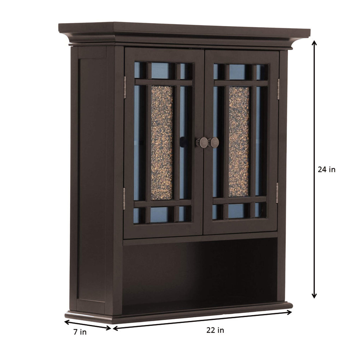 Over The Toilet Wall Medicine Cabinet with 2 Glass Mosaic Doors S9451