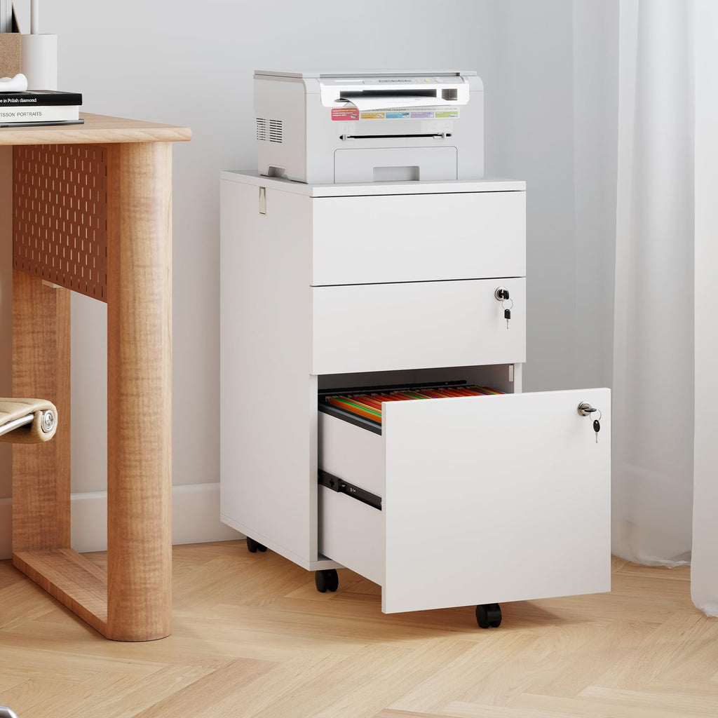 White 3 Drawer File Cabinet with Lock O18474