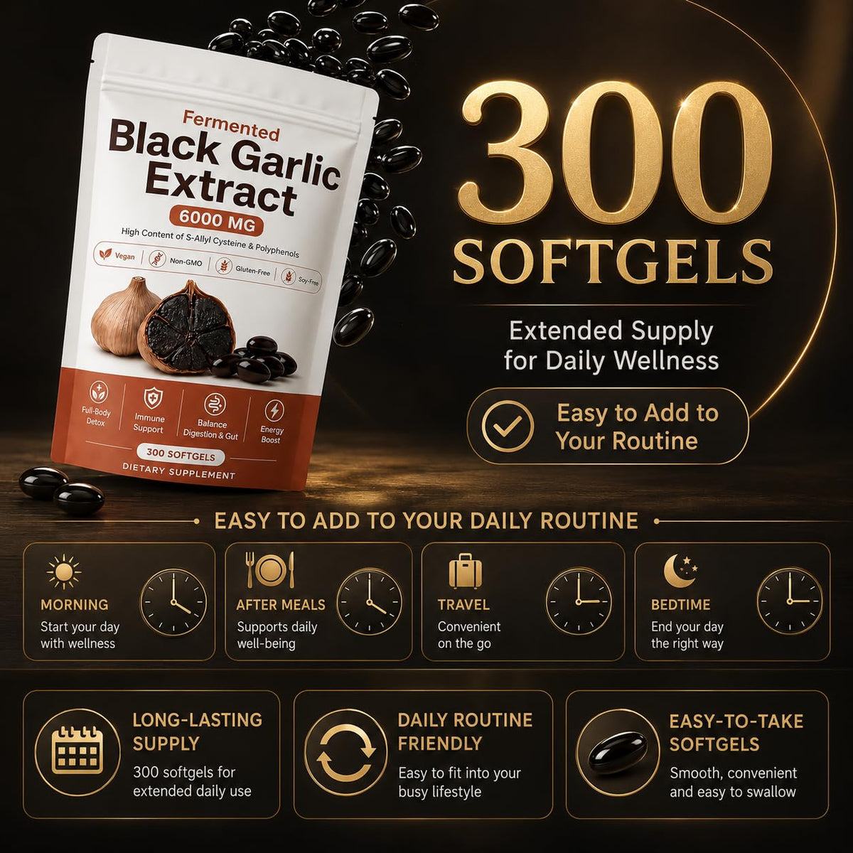Fermented Black Garlic Extract Softgel 300 Capsules S9624