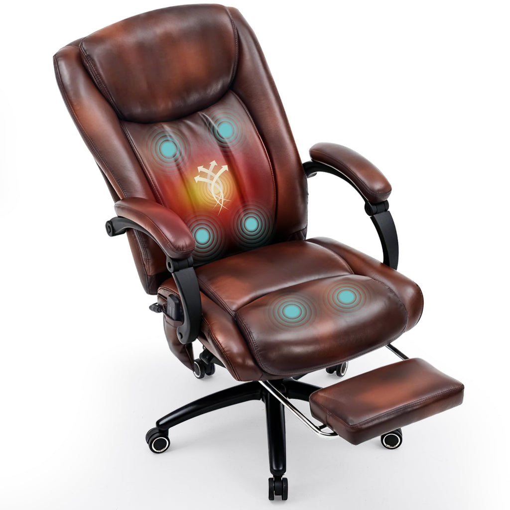 Brown PU Leather Heated Massage Executive Chair H65097