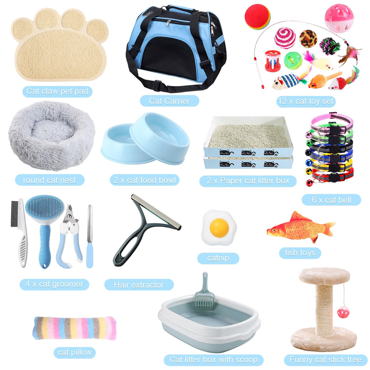 37 Pcs Cat Essentials Starter Kit R293418