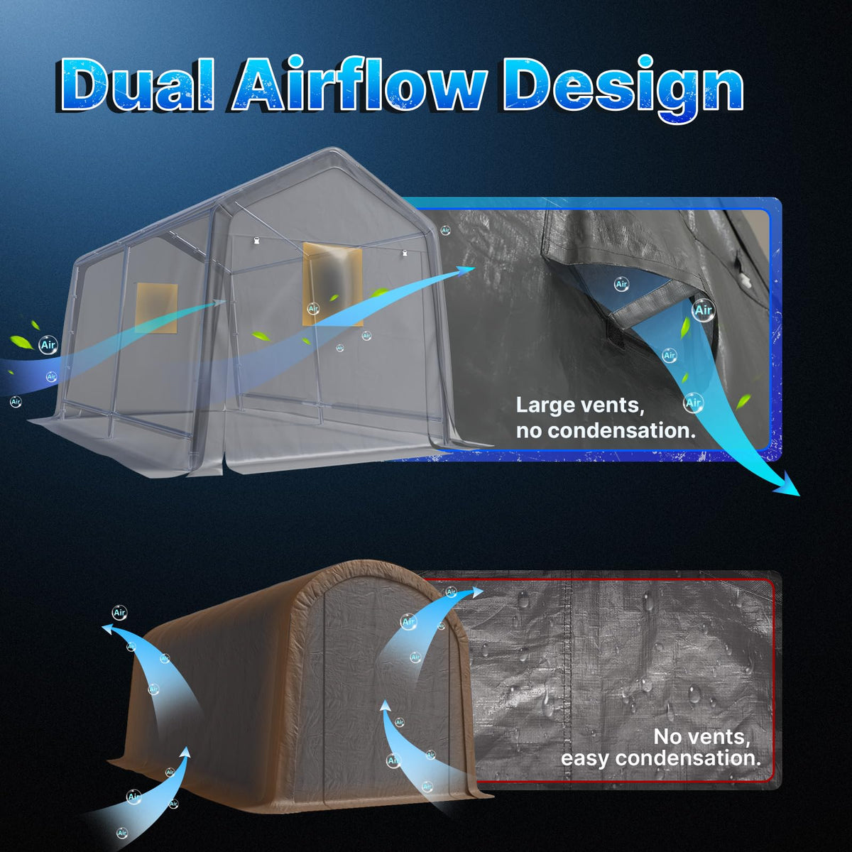 8x14 ft Steel Portable Garage Shelter with 2 Roll up Doors U679