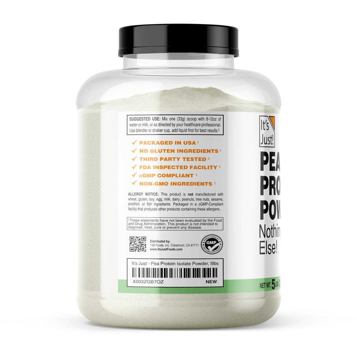 100% Pea Protein Vegan Gluten Free 5 Pound Unflavored L135661