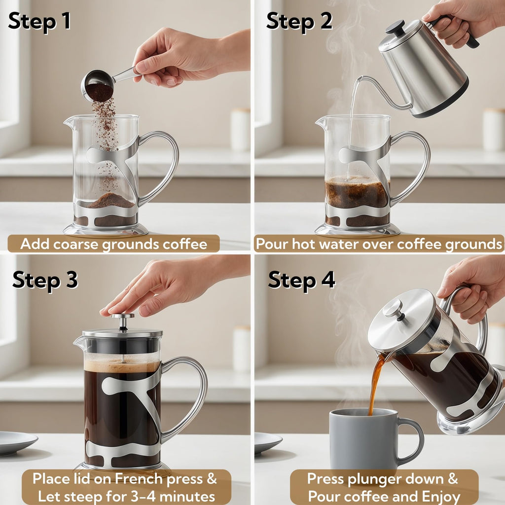 Stainless Steel French Press Coffee Maker 1L O522681