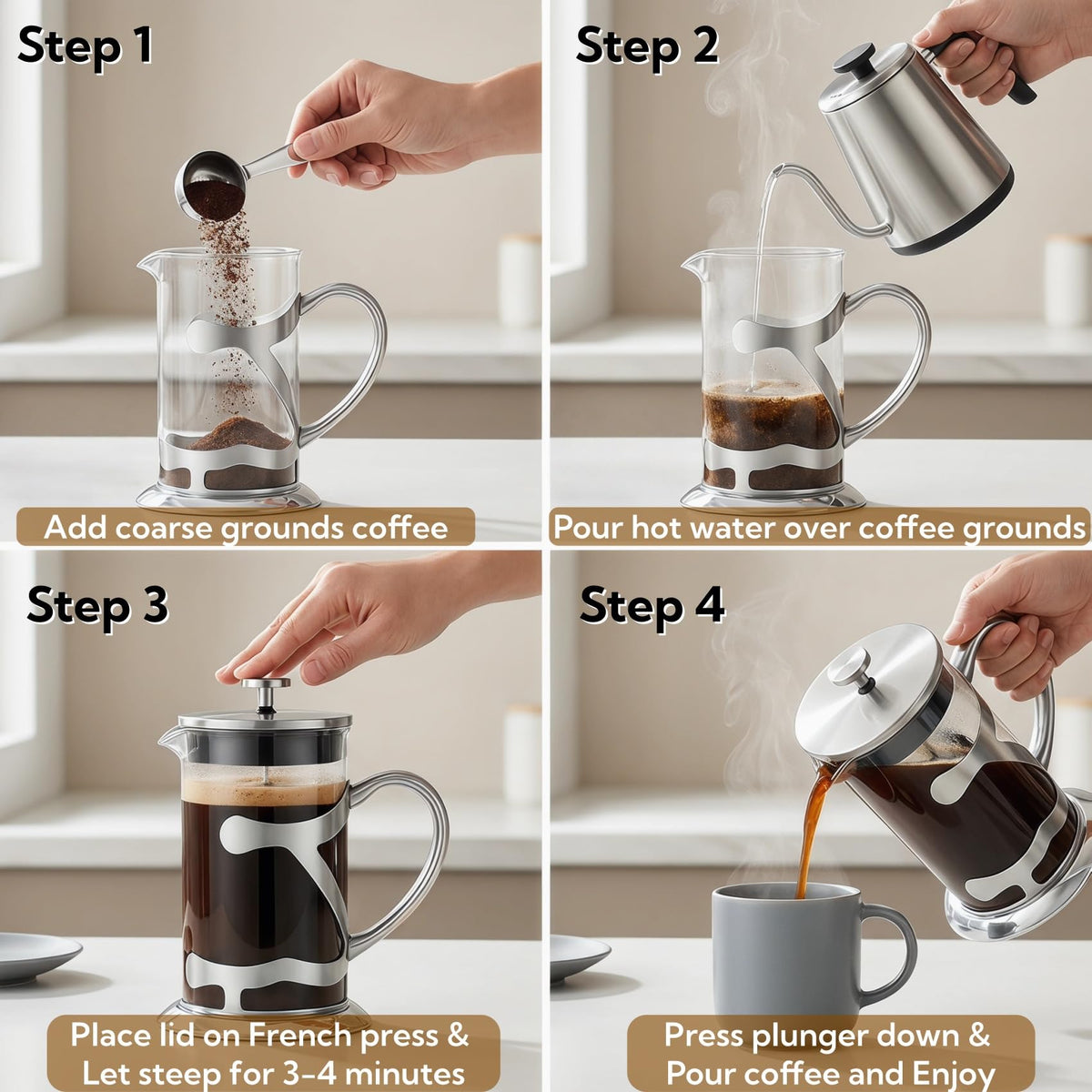 Stainless Steel French Press Coffee Maker 1L O522681