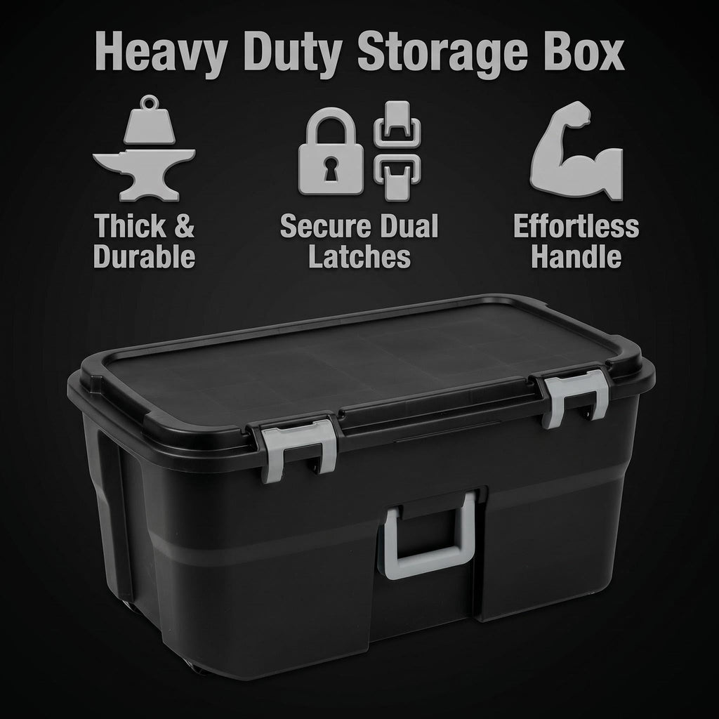 22 Gallon Black Wheeled Plastic Storage Trunk P403798