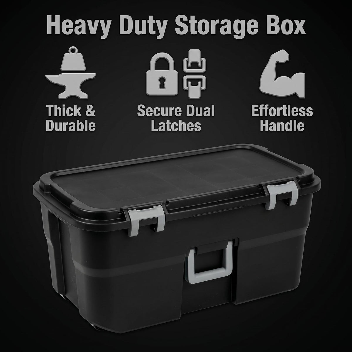 22 Gallon Black Wheeled Plastic Storage Trunk P403798