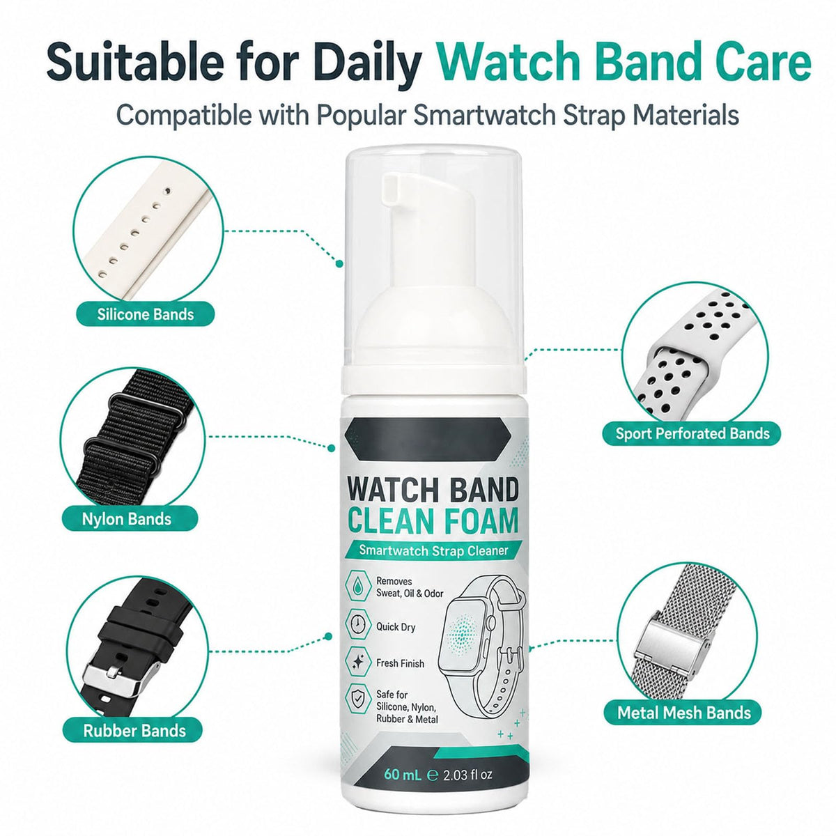 Foam Cleaner Spray for Watch Strap 60ml with Towel V437561